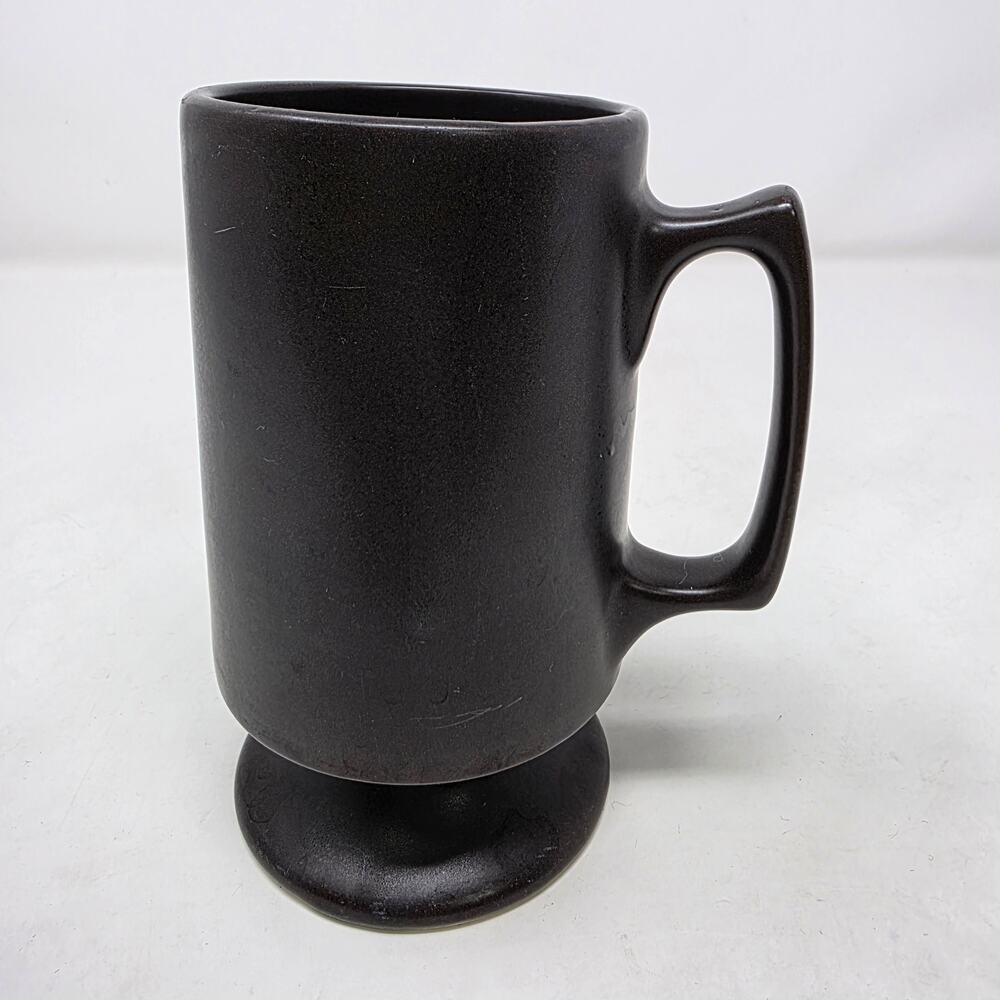 Hall Studio Pottery Mug Matte Black Ceramic Tapered Signed Minimalist